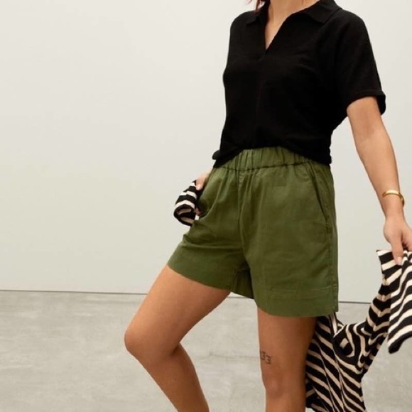 Everlane Pants - Everlane Green Cotton Easy Shorts Pull On Style Elastic Waist